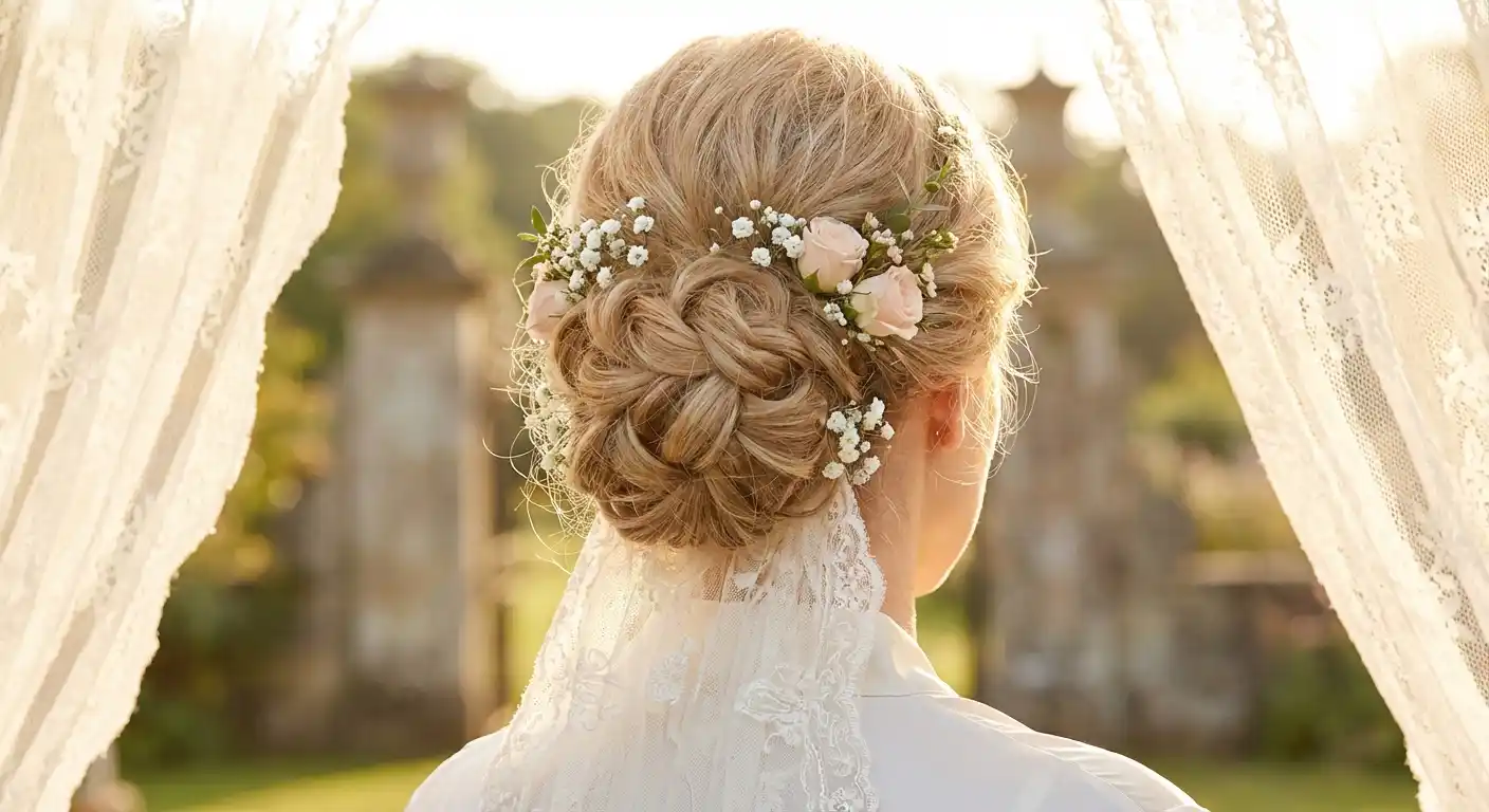 Elegant bridal hairstyle created with bobby pins