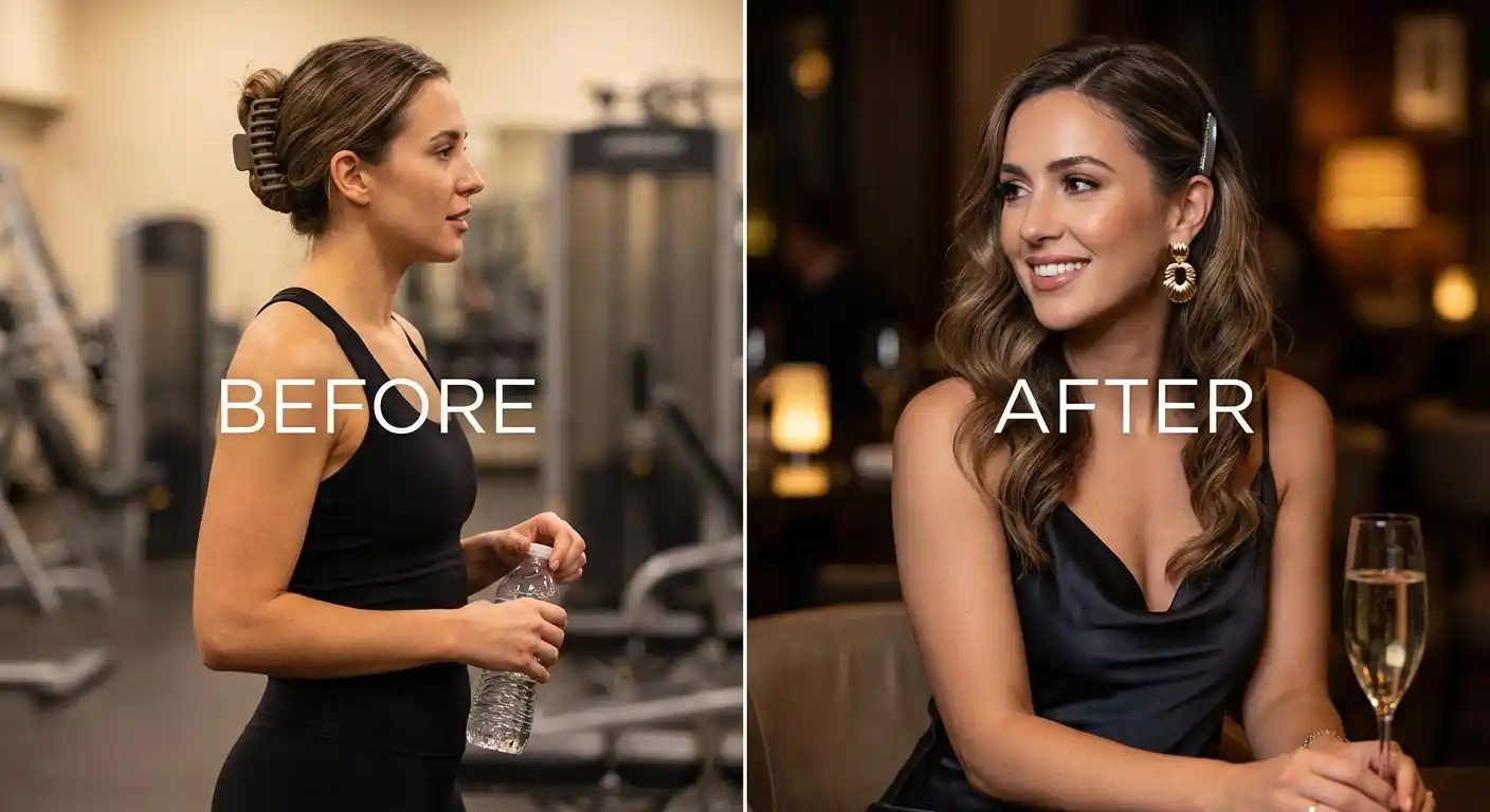 Transformation of gym claw clip style to polished going out look