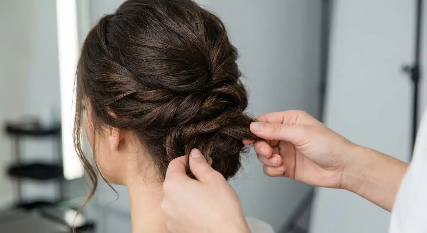 Hairstyle with invisible bobby pin placement