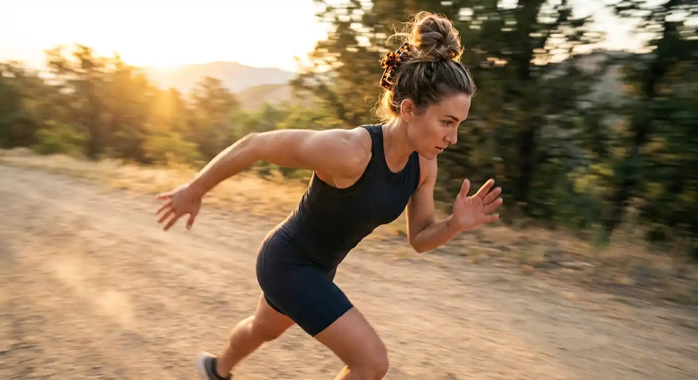 Runner with secure claw clip updo during outdoor run