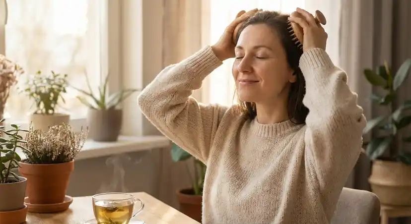 Gentle scalp massage technique for post-clip pain relief