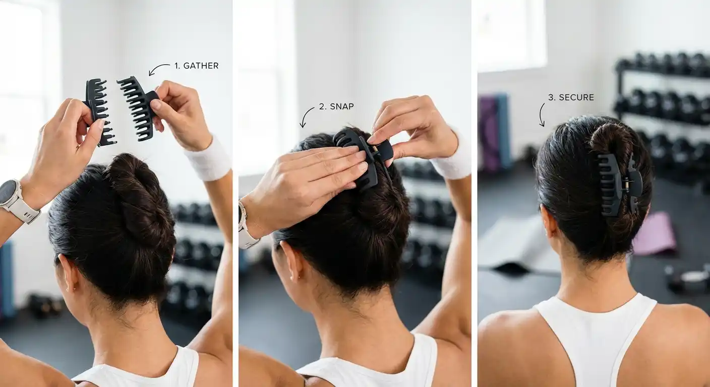 Demonstration of secure claw clip technique for workout