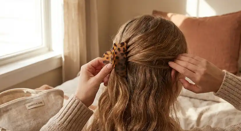 Gentle acetate claw clip designed for sensitive scalps