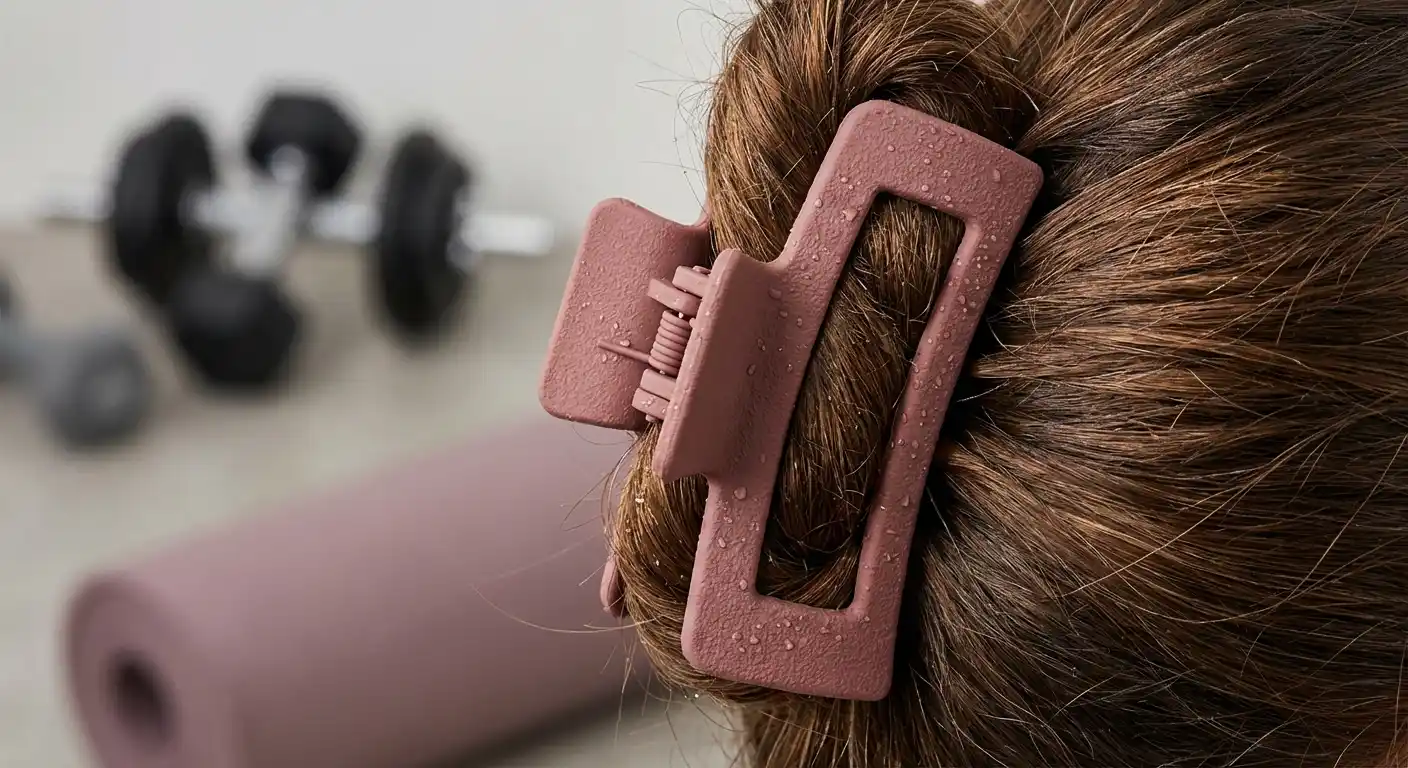 Close-up of moisture-resistant claw clip features