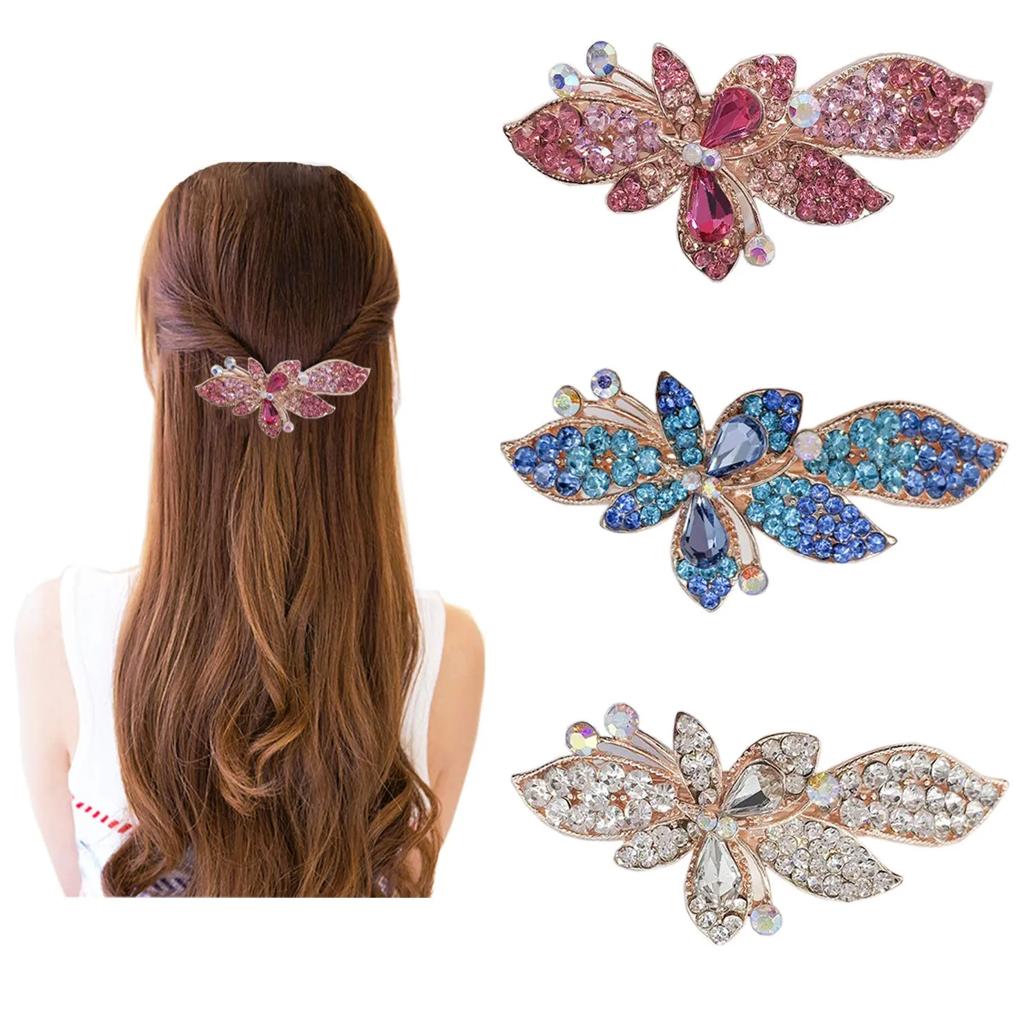3pcs Rhinestone Hair Clips