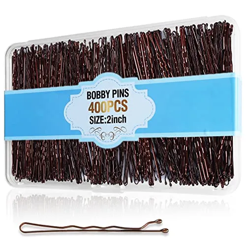 Cyluer Brown Bobby Pins, 2 in (400 Pcs with Case)