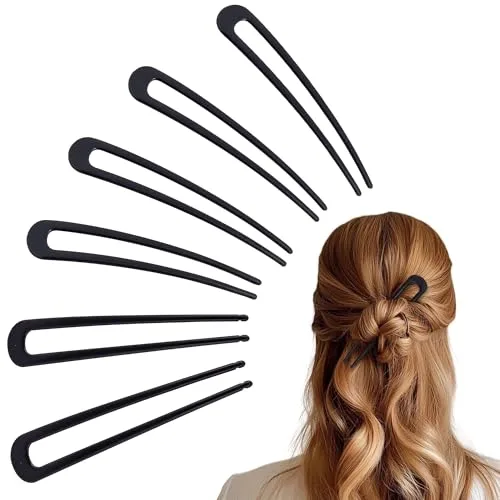 hisial Metal French Hair Pins, 3.9 Inch (6 Pack)