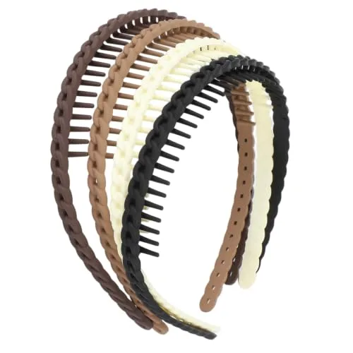 JJUNW Toothed Plastic Headbands (4 Pack)