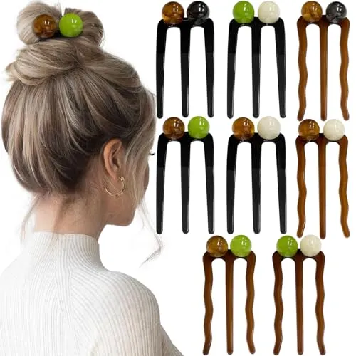 LIMMUXEN Pearl-Bead French Hair Forks (8 Pack)