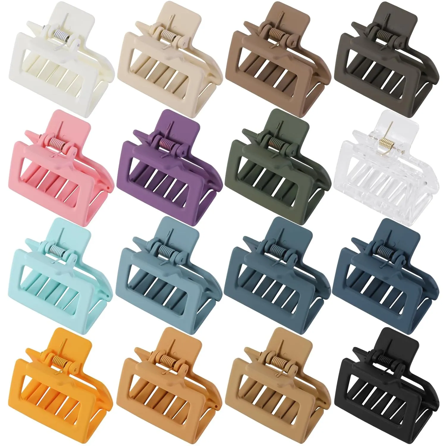 Rectangle Matte Claw Clips (16 Pack)