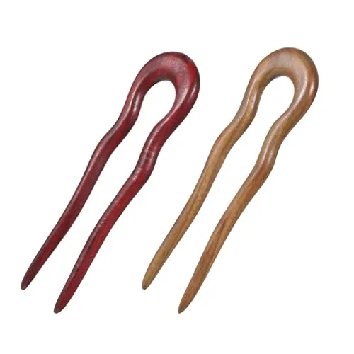 Psiriol Wooden French Hair Pins, Rosewood & Sandalwood (2 Pack)