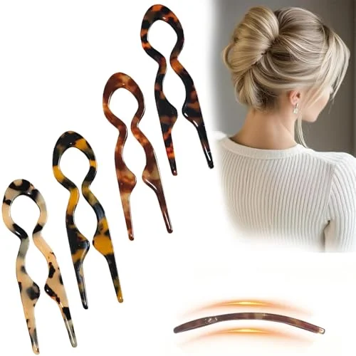 Twoheadpig Prestige Curved French Hair Pins, 3.2 Inch (4 Pack)